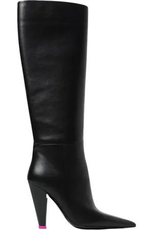 3Juin Schoenen, Dames, Zwart, 37 1/2 EU, Leer, Zwarte leren enkellaarzen