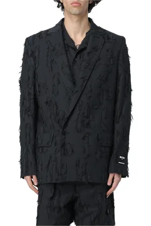 Msgm Jassen, Heren, Zwart, M, Klassieke Zwarte Blazer voor Mannen
