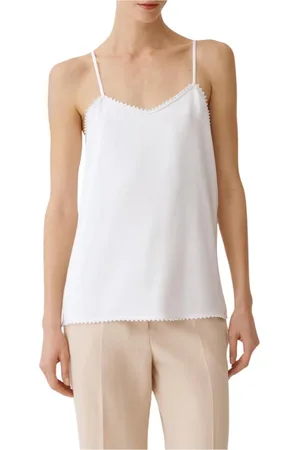 Fabiana Filippi Tops, Dames, Wit, XS, Witte Zijden Camisole Elegante Stijl