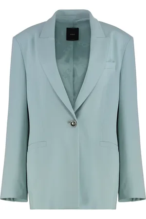 Pinko Jassen, Dames, Blauw, M, Polyester, Single-breasted jasje met reverskraag