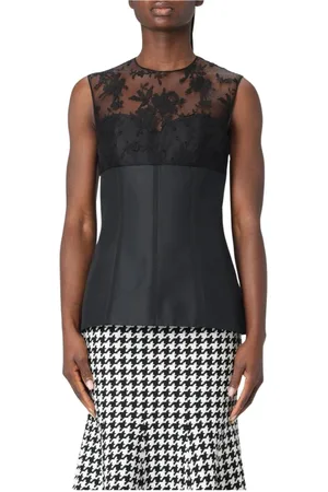 Alexander McQueen Tops, Dames, Zwart, S, Elegante Kant Blouse