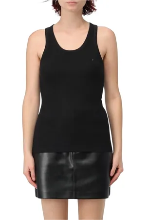 COPERNI Tops, Dames, Zwart, M, Katoen, Zwarte Geribbelde Gebreide Tanktop