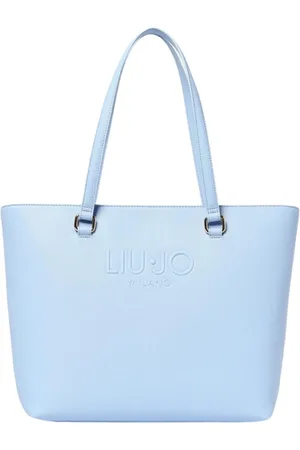 Liu Jo Tassen, Dames, Blauw, ONE Size, Zwarte reliëf logotote