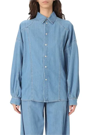 SIMONA CORSELLINI Blouses & Shirts, Dames, Blauw, L, Denim, Blauwe Denim Relaxte Fit Shirt