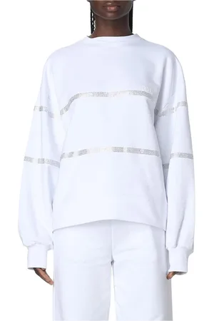 GCDS Sweatshirts & Hoodies, Dames, Wit, M, Katoen, Witte Rhinestone Stripe Sweatshirt