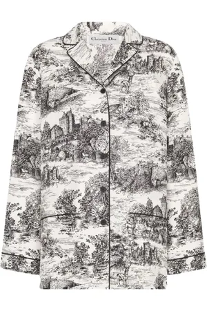 Dior Blouses & Shirts, Dames, Veelkleurig, S, Zijden Toile Print Blouse