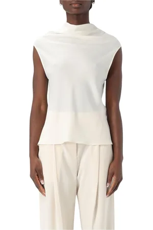 Serafini Tops, Dames, , L, Gele Gerimpelde Mouwloze Elegante Top