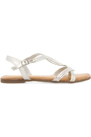 Gioseppo Schoenen, Dames, Grijs, 38 EU, Leer, Zilveren Leren Kruisband Sandalen