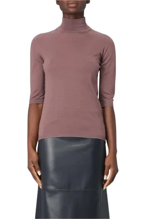 Max Mara Truien, Dames, Paars, M, Kasjmier, Zwarte Cashmere Mock Neck Sweater