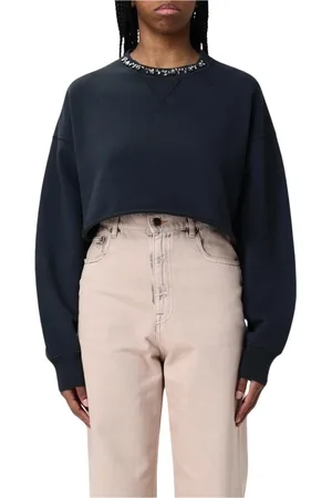 Golden Goose Sweatshirts & Hoodies, Dames, Zwart, S, Katoen, Zwarte Sweatshirt met Versierde Halslijn