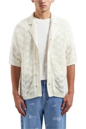 OLAF HUSSEIN Overhemden, Heren, , S, Geruite Gebreide Shirt