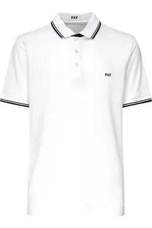 FAY Tops, Heren, Wit, M, Katoen, Witte T-shirts en Polos met Logo