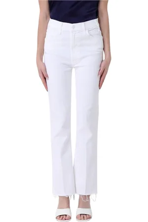Mother Jeans, Dames, Wit, W26, Katoen, Hoge Taille Enkel Fray Jeans