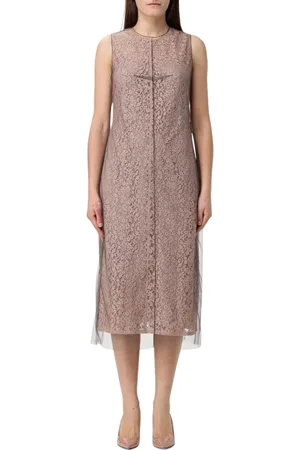 Fendi Kleedjes, Dames, Roze, XS, Tule, Elegante Tule Overlay Midi Jurk
