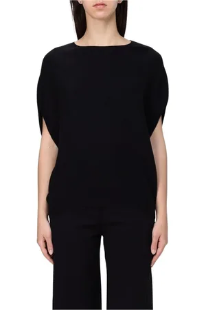 Emporio Armani Truien, Dames, Zwart, M, Kasjmier, Zwarte V-hals Kasjmier Trui