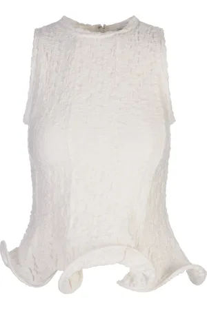 Msgm Tops, Dames, Wit, S, Katoen, Witte Top met Polyester en Katoen