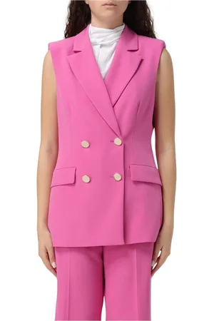 Liu Jo Jassen, Dames, Roze, L, Elegante Knopen Gilet in Beige