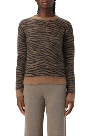 Max Mara Truien, Dames, Bruin, L, Zebra Print Mohair Sweater