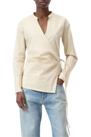 Closed Tops, Dames, , XS, Katoen, Omslagblouse met Tailledetail