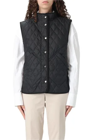 FAY Jassen, Dames, Zwart, M, Polyester, Diamant Gewatteerd Vest Elegant Zwart Jack