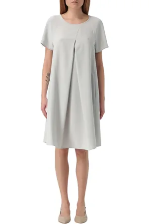 Emporio Armani Kleedjes, Dames, Grijs, XS, Polyester, Roze Geplooide Mini Jurk