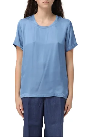 Liu Jo Blouses & Shirts, Dames, Blauw, M, Blauwe Zijden Blouse Ronde Hals