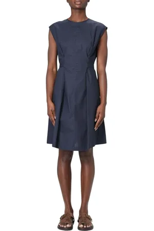 Woolrich Kleedjes, Dames, Blauw, S, Elegante Midi Jurk in Bruin
