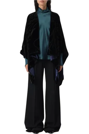 Giorgio Armani Jassen, Dames, Blauw, ONE Size, Elegante Blauwe Fluweel Cape
