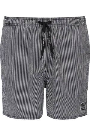 Armani Exchange Korte broeken, Heren, Blauw, M, Polyester, Heren Marineblauwe Gestreepte Shorts