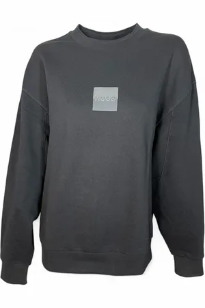 HUGO BOSS Sweatshirts & Hoodies, Heren, Zwart, S, Katoen, Zwart Pullover Sweatshirt met French Terry