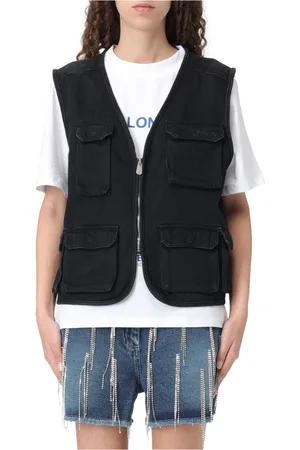 Pinko Jassen, Dames, Zwart, XS, Denim, Zwarte Denim Joker Gilet