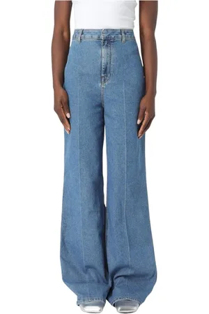 Serafini Jeans, Dames, Blauw, S, Denim, Blauwe Denim Wide Leg Jeans