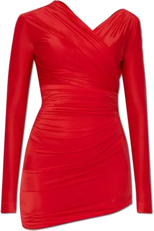 Balenciaga Kleedjes, Dames, Rood, S, Gedrapeerde Jurk