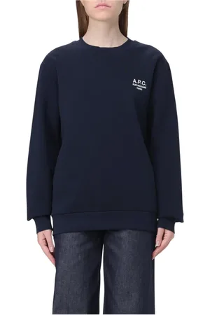 A.P.C. Sweatshirts & Hoodies, Dames, Blauw, M, Katoen, Witte Crew Neck Sweatshirt