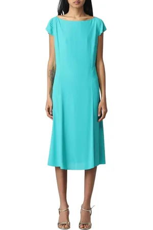 Patrizia Pepe Kleedjes, Dames, Groen, XS, Aardbei Midi Jurk Korte Mouwen