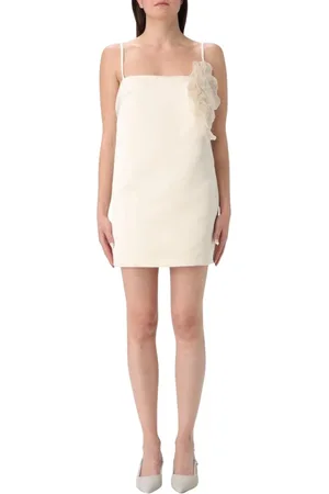 Elisabetta Franchi Kleedjes, Dames, , L, Satijn, Bloemversierde Mini Jurk