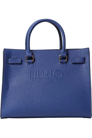 Liu Jo Tassen, Dames, Blauw, ONE Size, Leer, Blauwe Gestructureerde Tote Tas met Reliëf Logo