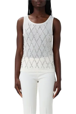 Twin-Set Tops, Dames, Wit, S, Elegante Gebreide Tanktop