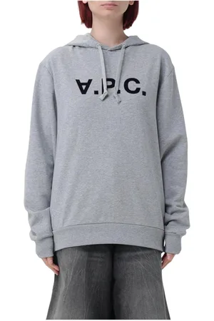 A.P.C. Sweatshirts & Hoodies, Dames, Grijs, S, Katoen, Grijze Logo Hoodie Relaxte Pasvorm