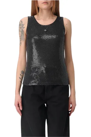 MCM Tops, Dames, Zwart, M, Pailletten, Zwart Paillet Tank Top