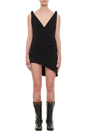 J.W.Anderson Kleedjes, Dames, Zwart, 2Xs, Polyester, Elegante Zwarte V-Hals Jurk