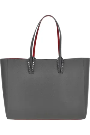 Christian Louboutin Tassen, Dames, Grijs, ONE Size, Leer, Grijze Spiked Tote Tas