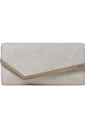 Jimmy Choo Tassen, Dames, Grijs, ONE Size, Glitter Envelope Clutch voor Vrouwen