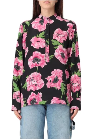 Stella McCartney Blouses & Shirts, Dames, Veelkleurig, S, Roze Poppy Print Shirt
