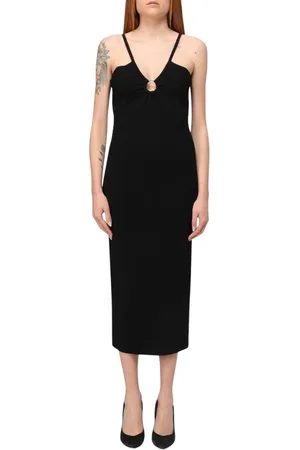 Michael Kors Kleedjes, Dames, Zwart, S, Elegante Zwarte Midi Jurk