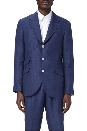 Brunello Cucinelli Pakken, Heren, Blauw, XL, Linnen, Indigo Linnen Blazer