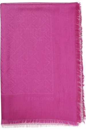 Salvatore Ferragamo Accessoires, Dames, Roze, ONE Size, Wol, Jacquard Wol Zijde Blend Sjaal