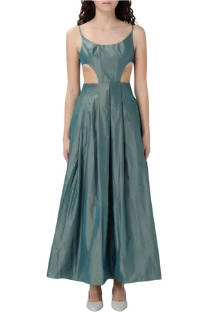 Emporio Armani Kleedjes, Dames, Groen, S, Groene Geplooide Maxi Jurk