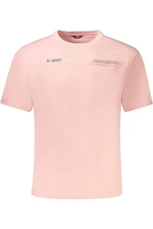 K-Way Tops, Heren, Roze, S, Katoen, Roze Crew Neck Katoenen T-Shirt