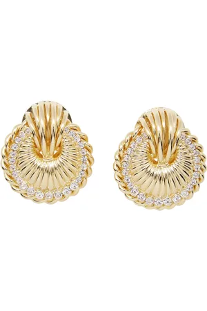 Alessandra Rich Accessoires, Dames, Geel, ONE Size, Schelpoorbellen met kristallen